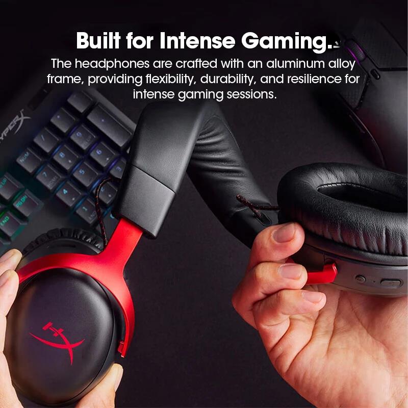 HyperX Cloud 3 IIl Wireless Gaming Headset FPS headset Noise Cancellation Condenser mic 120 hours battery life For PC PS4/PS5. 