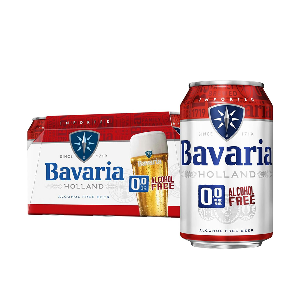 Bavaria 0.0 Percent Original Alcohol Free Beer 330 ml Can. 