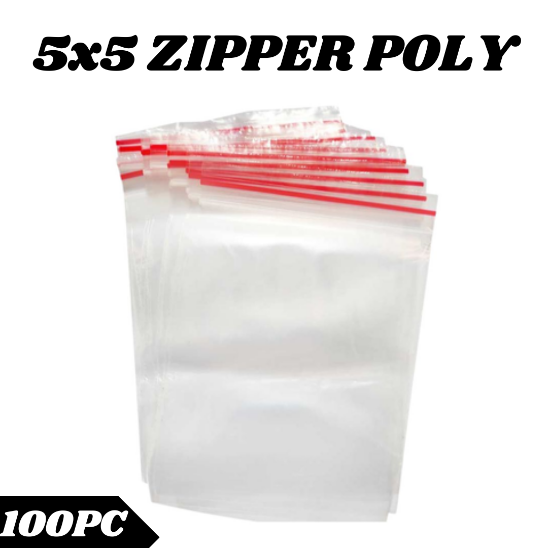 Zip/Zipper Lock Poly Bag-Plastic Packet 5x5 inch Pack of 100 Pcs