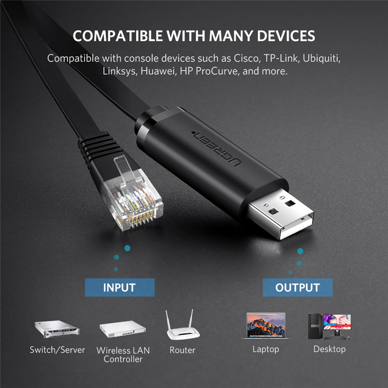 UGREEN USB to RJ45 Console Cable RS232 Serial Adapter for Cisco Ro-uter USB RJ 45 8P8C Converter USB Console Cable. 