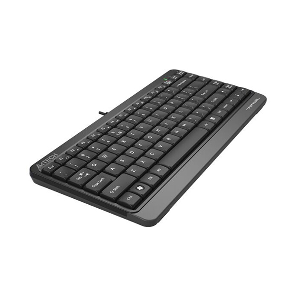 A4TECH FK11 Wired Mini Keyboard - Compact Size - Sleek Round-Square Keycaps - Multimedia Hot Keys - USB - For PC/Laptop - Black. 