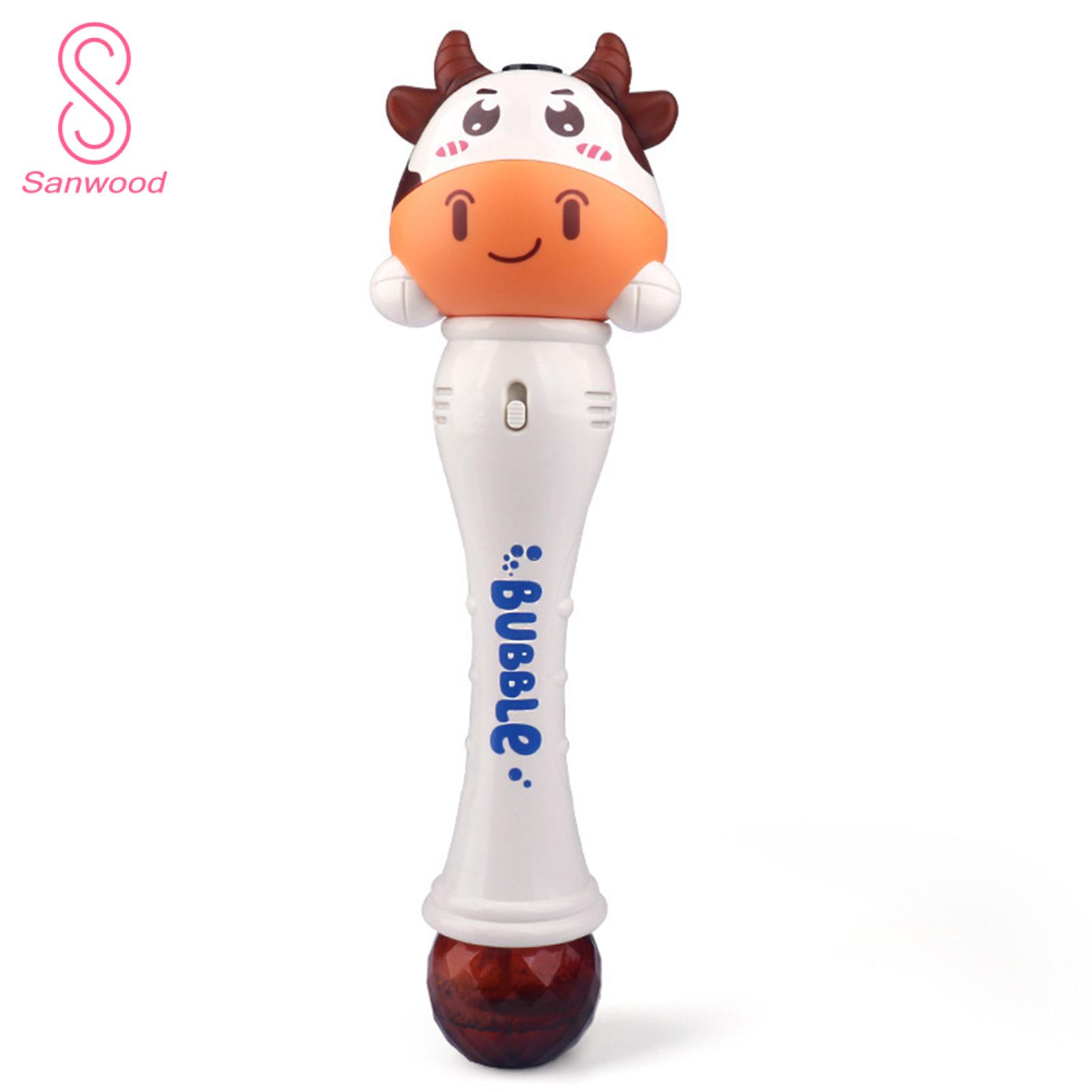 Children Bubble Machine Fun Cartoon Animal Bubble Maker Wand with Sound Light for Kids Perfect Birthday Gift for Boys Girls Handheld Automatic Bubble Blower Machine in Cow Deer Shapes Toddlers