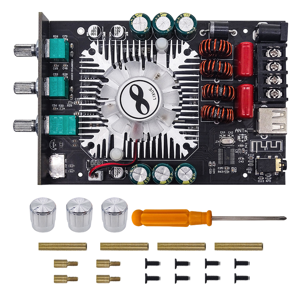Zk-1602t Tda7498e Bluetooth 5.0 Subwoofer Amplifier Board 2*160w 2.0 Channel High Power Audio Stereo Amplifier Board Bass Amp. 