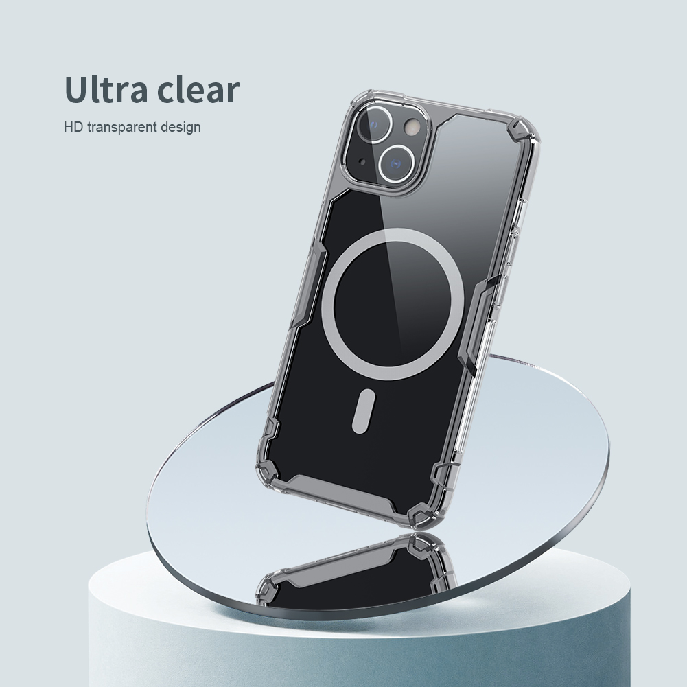 Nillkin Luxury Soft Silicone Case for iPhone 14 Plus Phone Cases Transparent TPU + PC Silicone Clear Shockproof MagSafe Back Cover. 