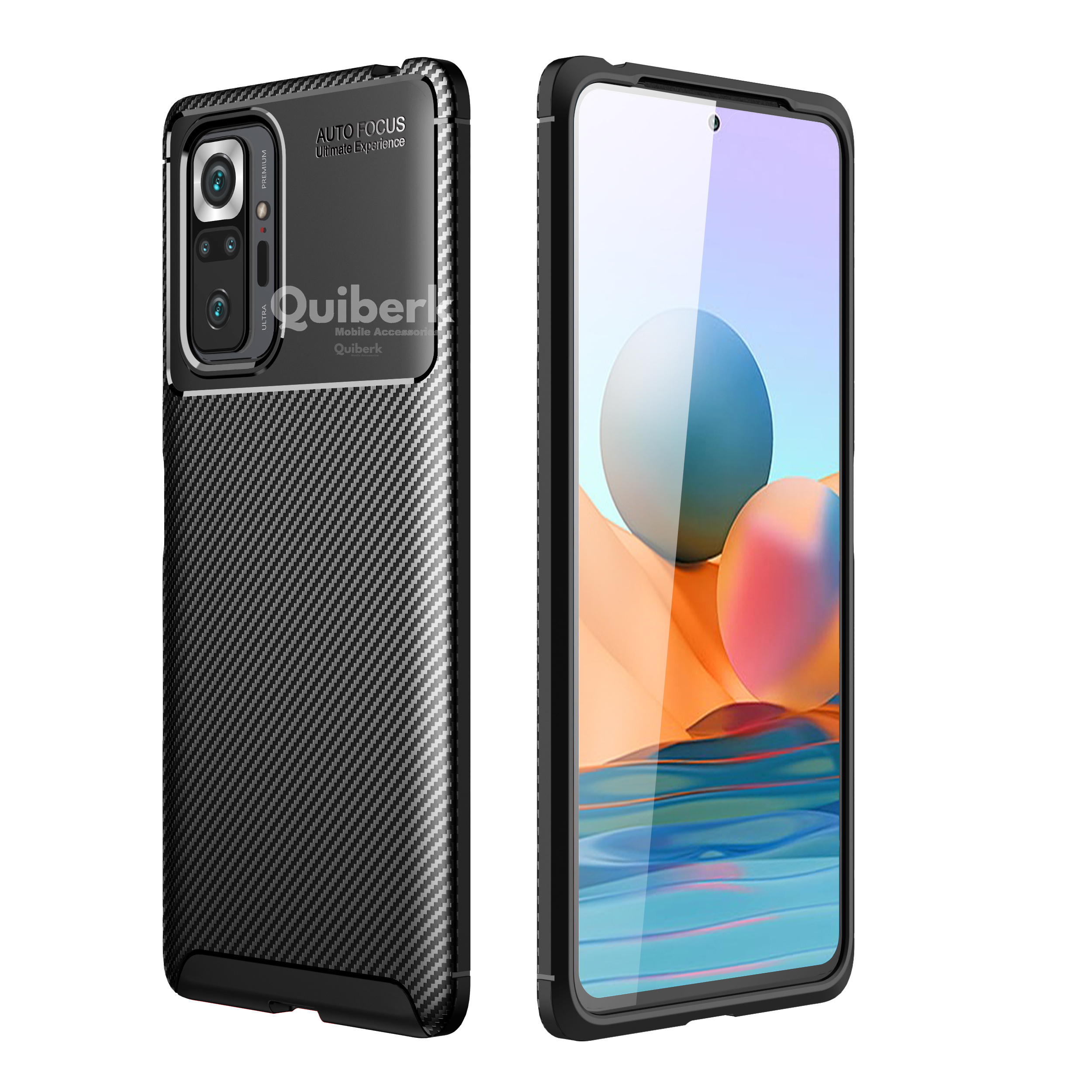 Quiberk for Xiaomi Redmi Note 10 pro soft carbon fiber beetle pattern shockproof slim back case cover. 