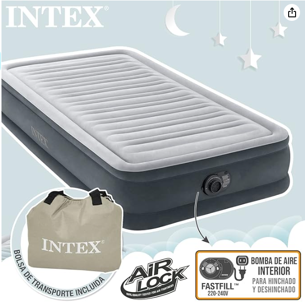 New Intex Dura-Beam Deluxe Series Comfort Plush Twin Airbed With Fiber-Tech Technology - 67766. 