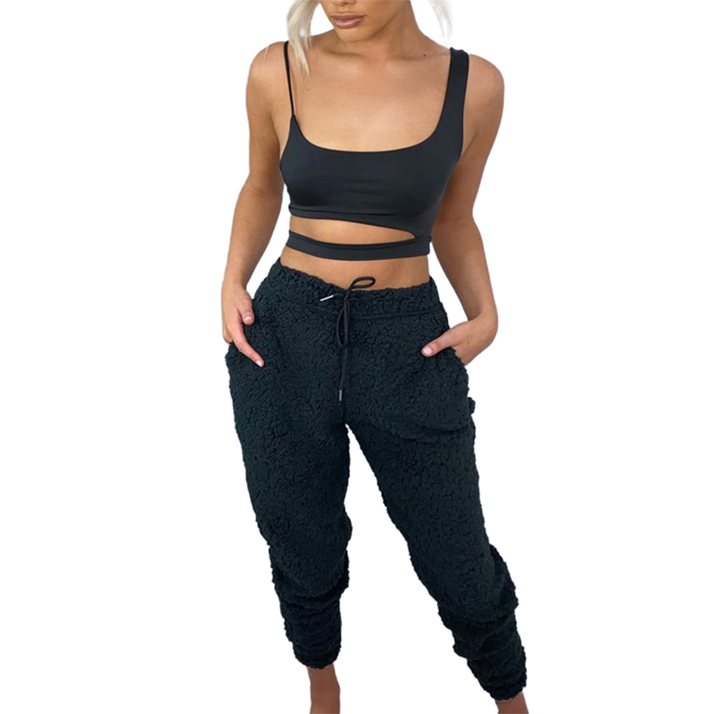 Women's Plush Fluffy Pajama Pants, Warm 