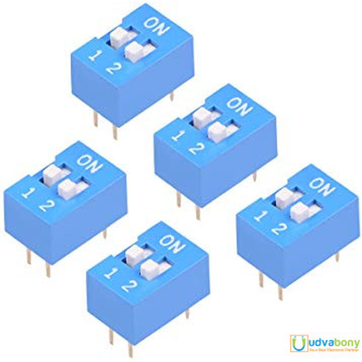 3Pcs- 2 Position DIP Switches 2.54mm Pitch Horizontal DIP Switch Two Positions Piano Type Dial DIP Slide Switch For Electronics Circuit PCB