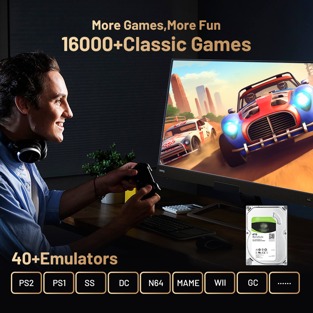 Kinhank Super Console X5 Pro Retro Game Console with 16000 Games for PS2/PS1/SS/DC/N64 with 4T HDD Plug and Play Game Player. 