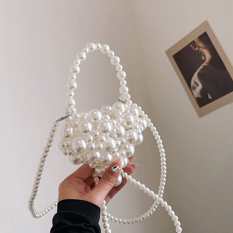 Beaded mini crossbody heart shape girl hand 024 new love pearl bag women's 2 bag fairy handmade bag tide