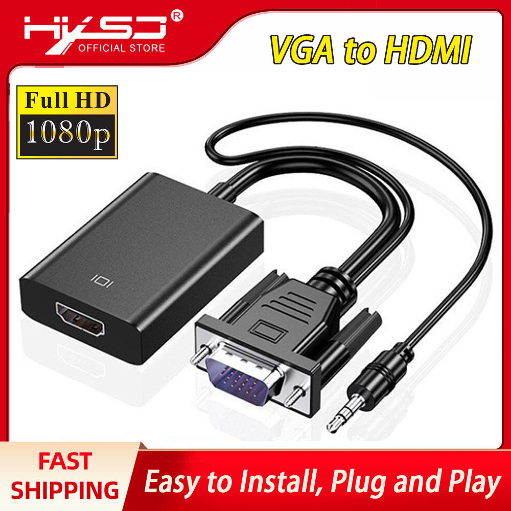 【3C VictoryEagle】HW-2216 HD 1080P VGA to HDMI with Audio Output VGA HD Adapter for PC La-ptop to HDTV Projector. 