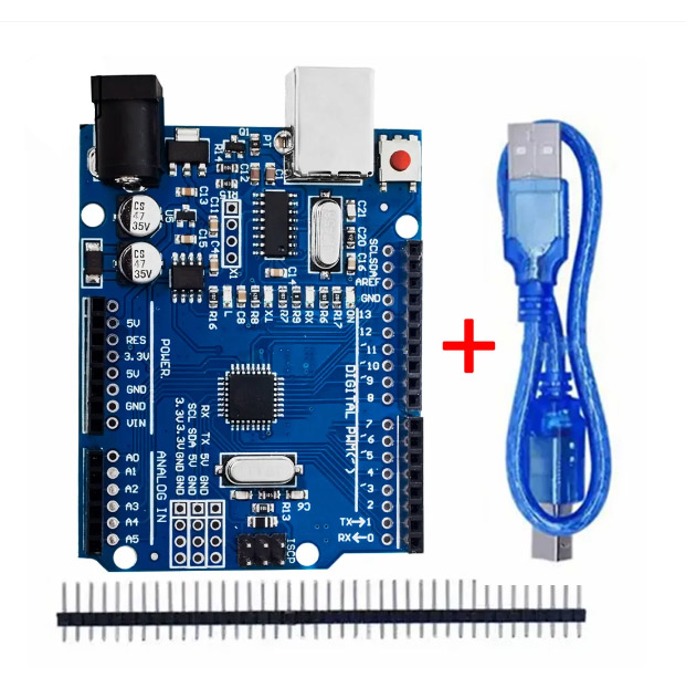 Arduino UNO R3 ATMEGA328P Chip CH340G Development Board with Data Cable and Rail