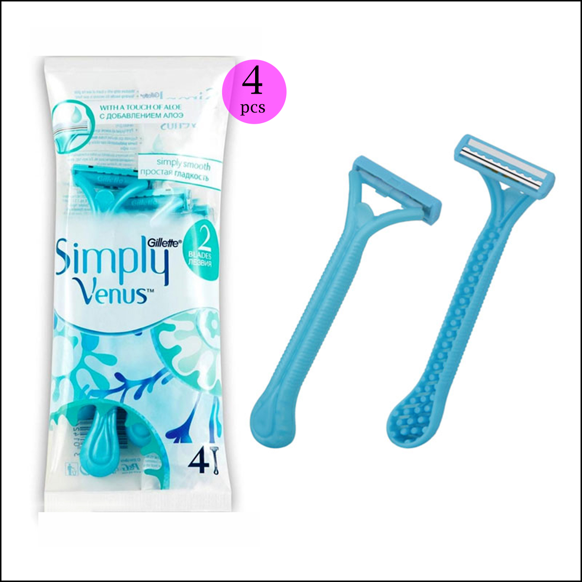 Gillette Simply Venus 2 Women's Disposable Razors (4 razors) – Beauty Mind ll Beauty & Cosmetics Store in Bangladesh