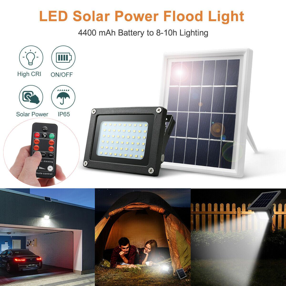 54LED Solar Powered Flood Light Outdoor Walkway Park Street Lamp + Remote Control -