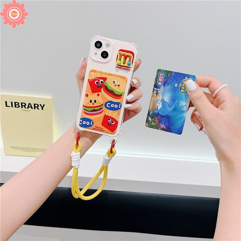 Trendy McDonald's Cool Hamburger French Fries Case Compatible for IPhone 13 15 16 11 12 14 Pro Max 7 16 8 11 6s Plus 7Plus XR XS X Max SE 2022 Lanyard Wallet Slot Card Holder Case. 