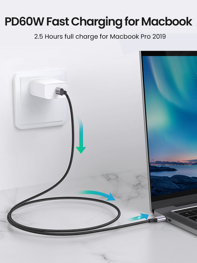 【60W Type C-C】UGREEN USB Type-C to USB C PD 60W Cable for Samsung Galaxy S24 23 Note10 Fast Charger Cable for Macbook Pro Support Quick Charge 4.0 USB Cord. 