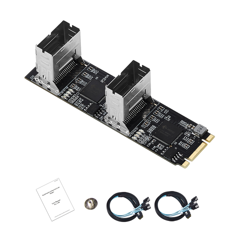 NEW M.2 to SATA Card PCI Express 3.0 M2 to SATA Multiplier Adapter 8 Port SATA 3 6Gbps Controllers B+M Key with 2 Mini SAS Cable. 