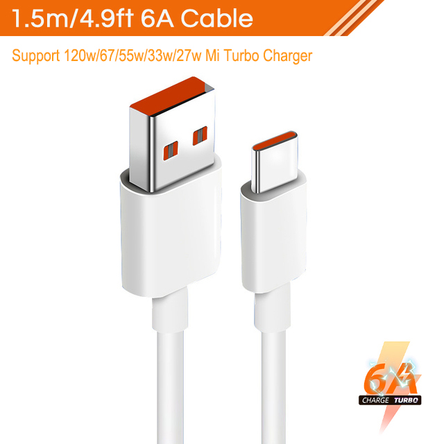 For Xiaomi Turbo Charger Cable 33 67W Fast Charging 6A For Redmi
