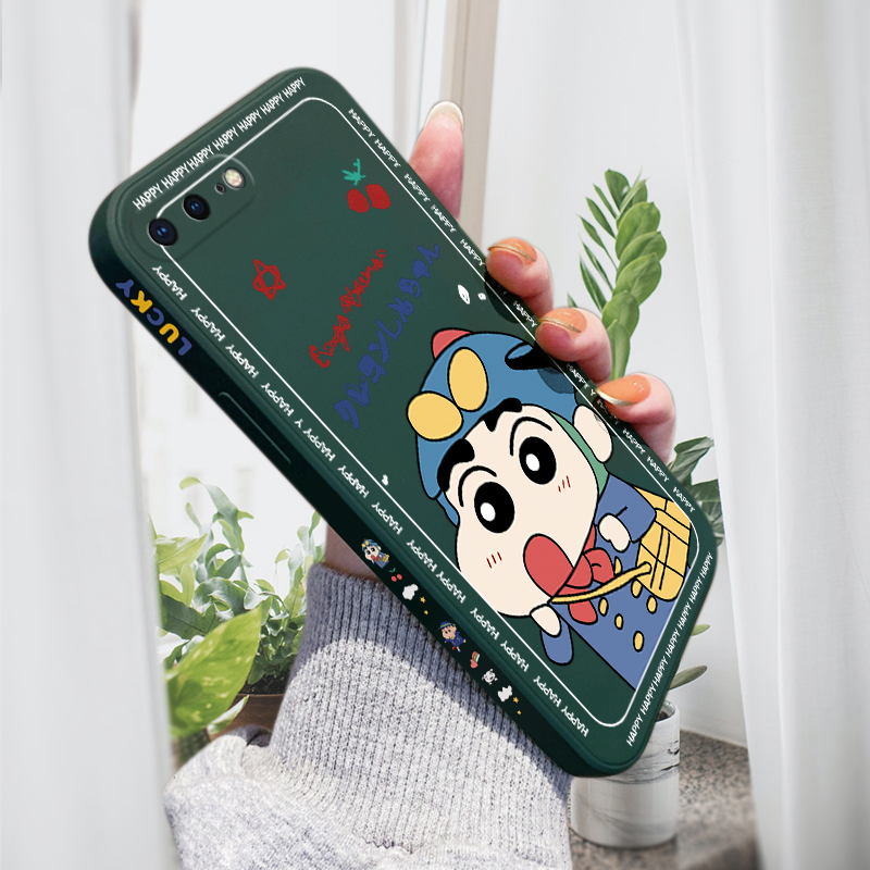 AMORVOR for iPhone 7 8 Plus Back Cover Cartoon Shin-chan Action Kamen Side design Soft Case Liquid Silicone Phone Cases. 