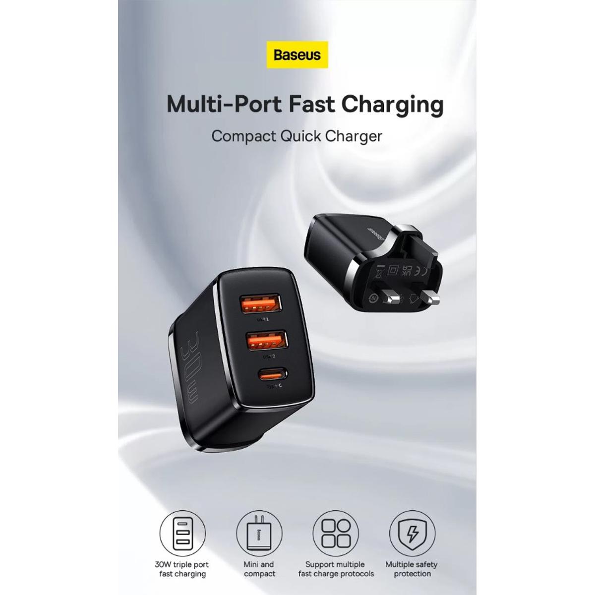 Baseus Compact Quick Charger Dual 20W White Caricabatterie Rapido - Foto 8