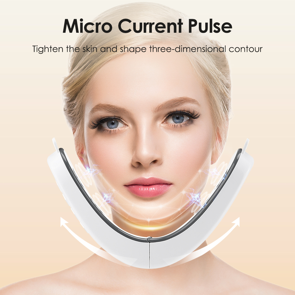 EMS Face Lifting Machine Microcurrent Double Chin Remover 12 Gears Facial Massager Vibration Slimming Firming V-Face Lift Device. 
