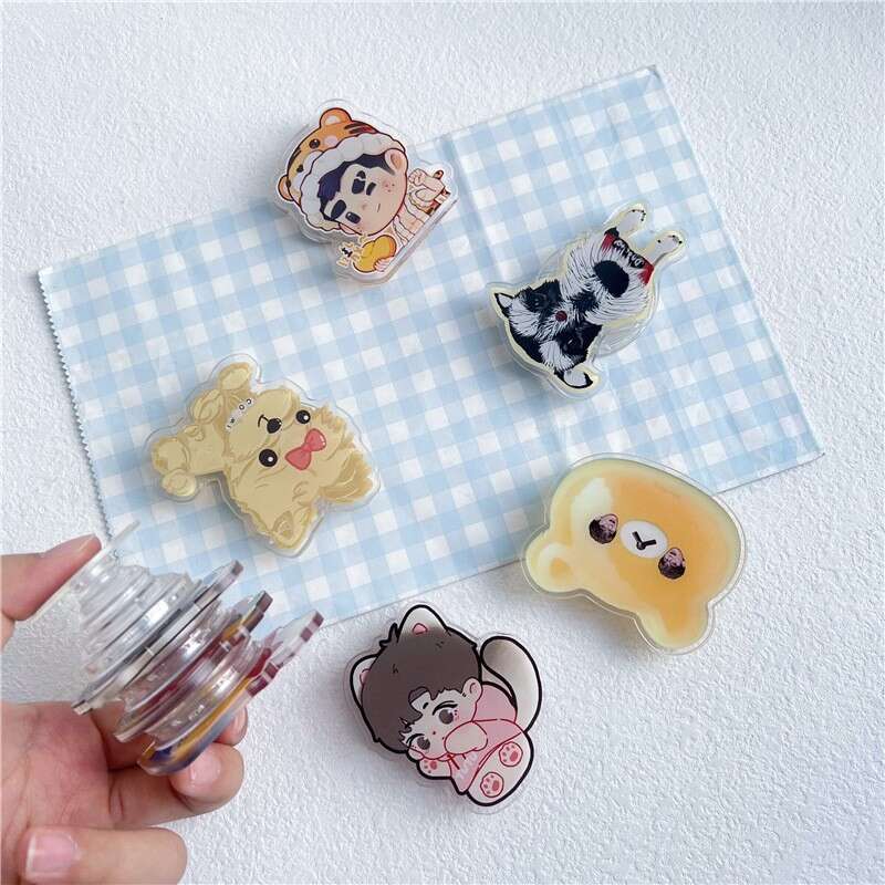 Acrylic phone airbag cartoon lazy person stretchable desktop magnetic suction bracket anime. 