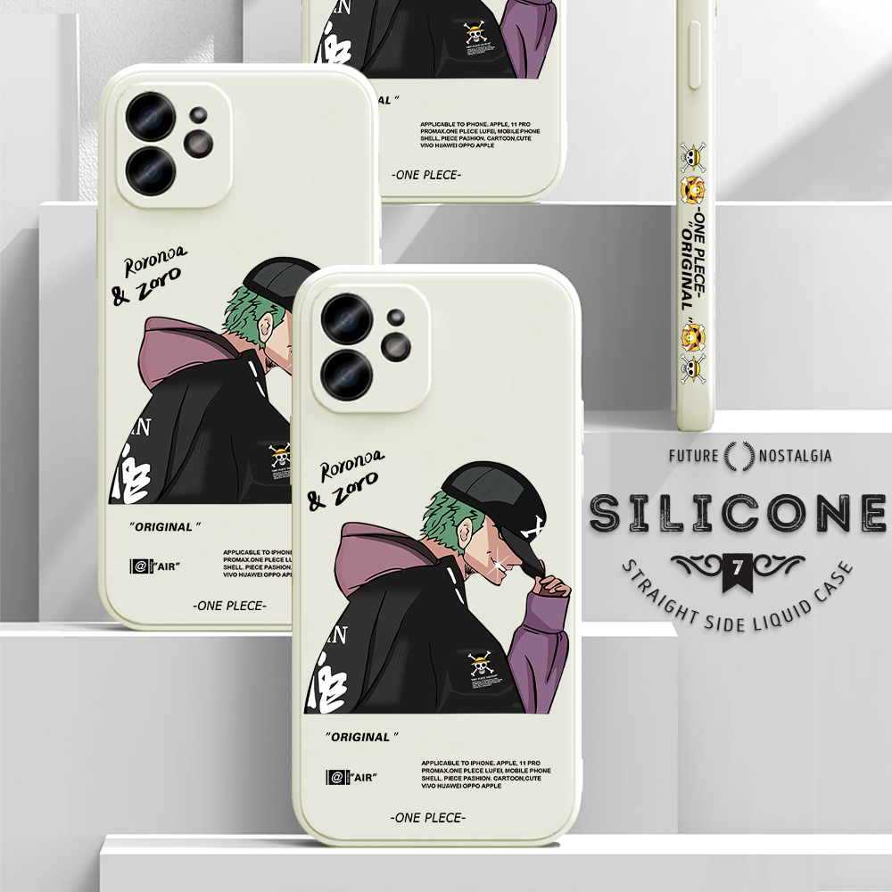 Hontinga for iPhone 7 Plus / 8 Plus Back Cover Green Hair Boy Side Design Case Square Edge Liquid Silicone Phone Case. 