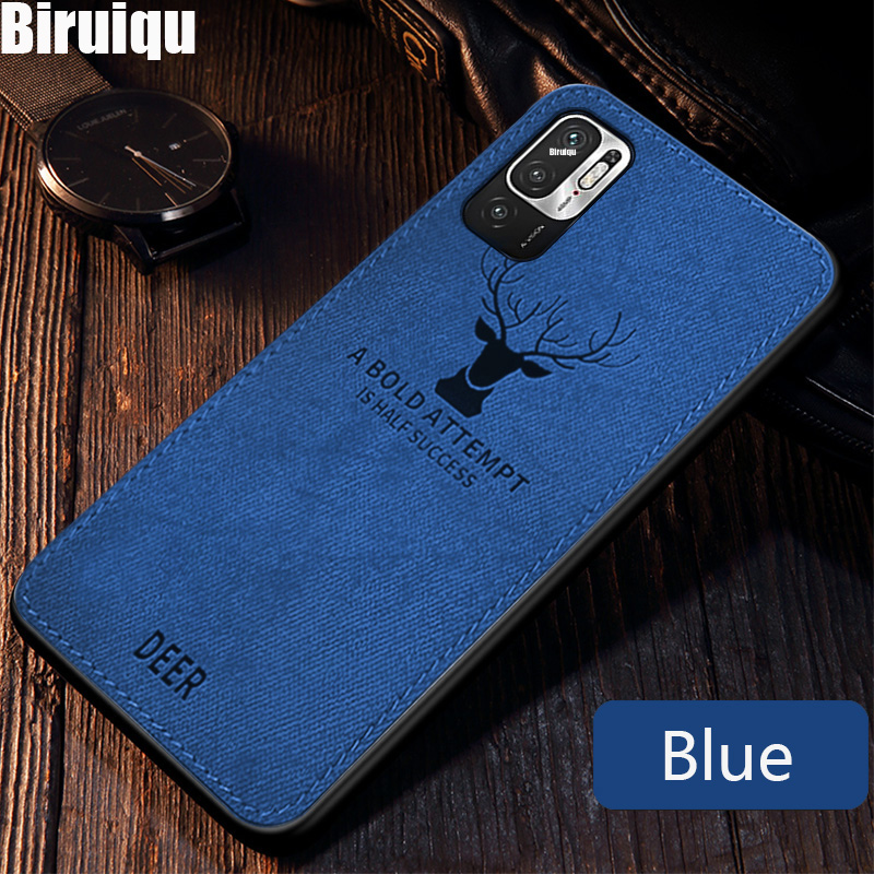 Biruiqu For Redmi Note 10 5G Hybrid Soft TPU Deer Pattern Leather Shockproof Case Cover. 