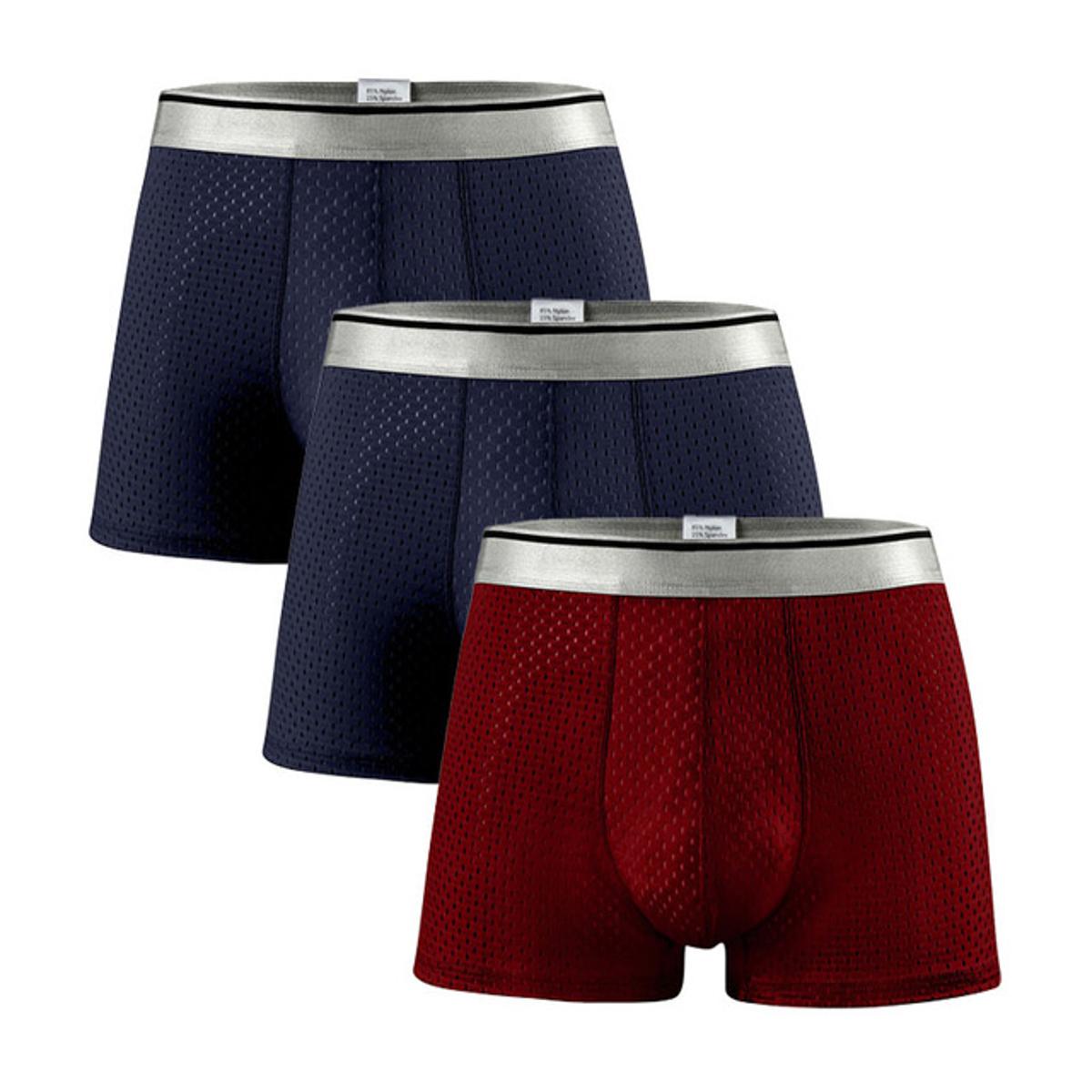 5PCS/Lot 8XL Mesh Hole Mens Underwear Boxers for Men Underwear Boxer Shorts  Men Boxers Men Pantis (Color : 3Blk 2Gray, Size : 3X-Large)