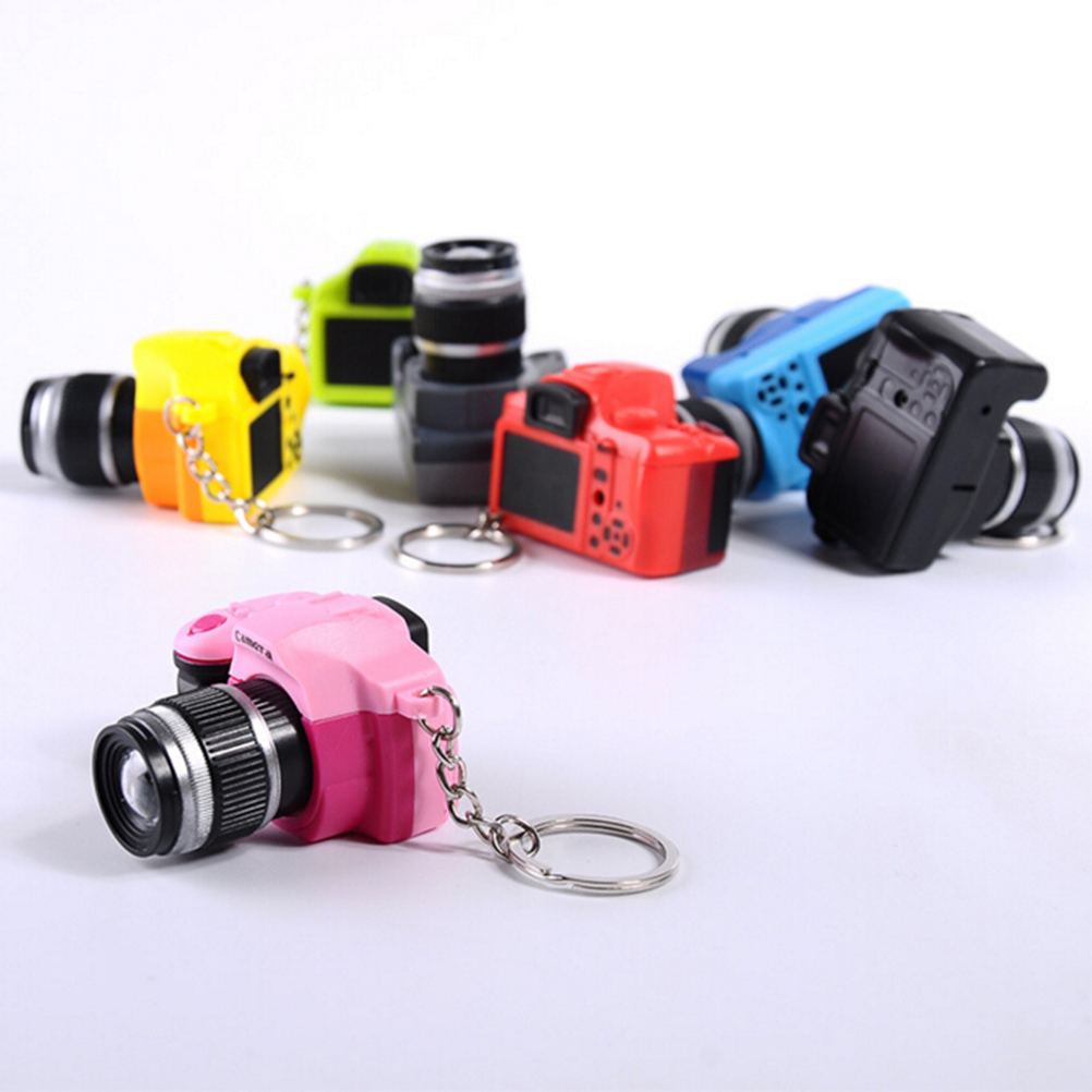 Mini Camera Keychain SLR Camera Keychain Car Key Chain Key Ring LED Flashlight Colorful Kaca Key Chain For Gift Wholesale. 