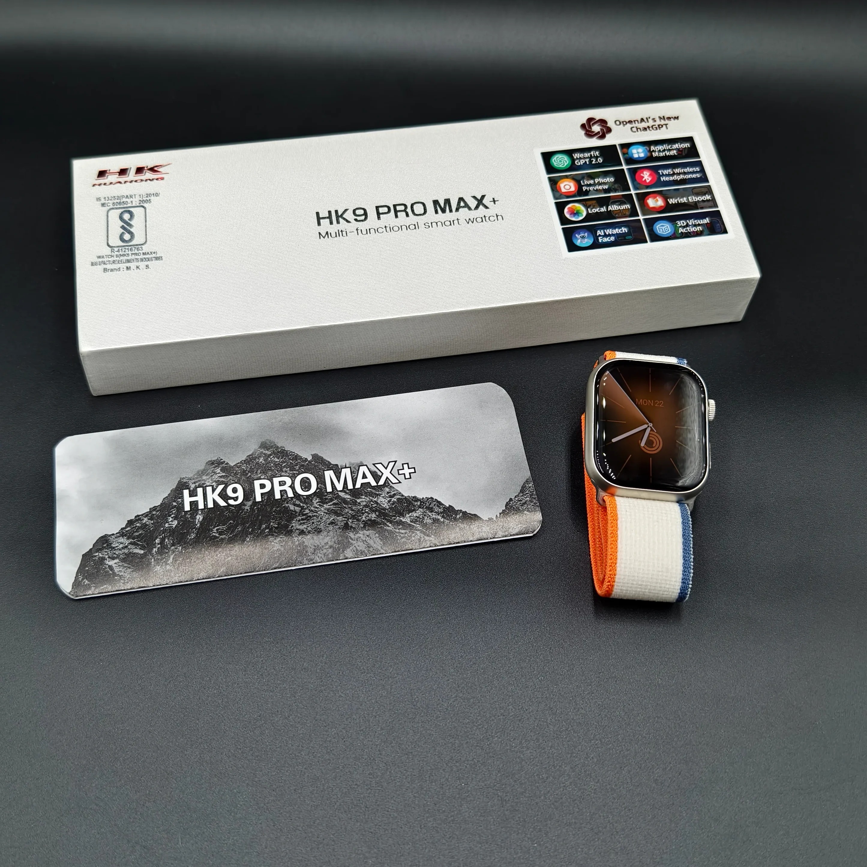 Hk9 Pro Max+ Gen 4 Super Amoled Display Smartwatch With ChatGPT 2GB ROM Dual Straps. 