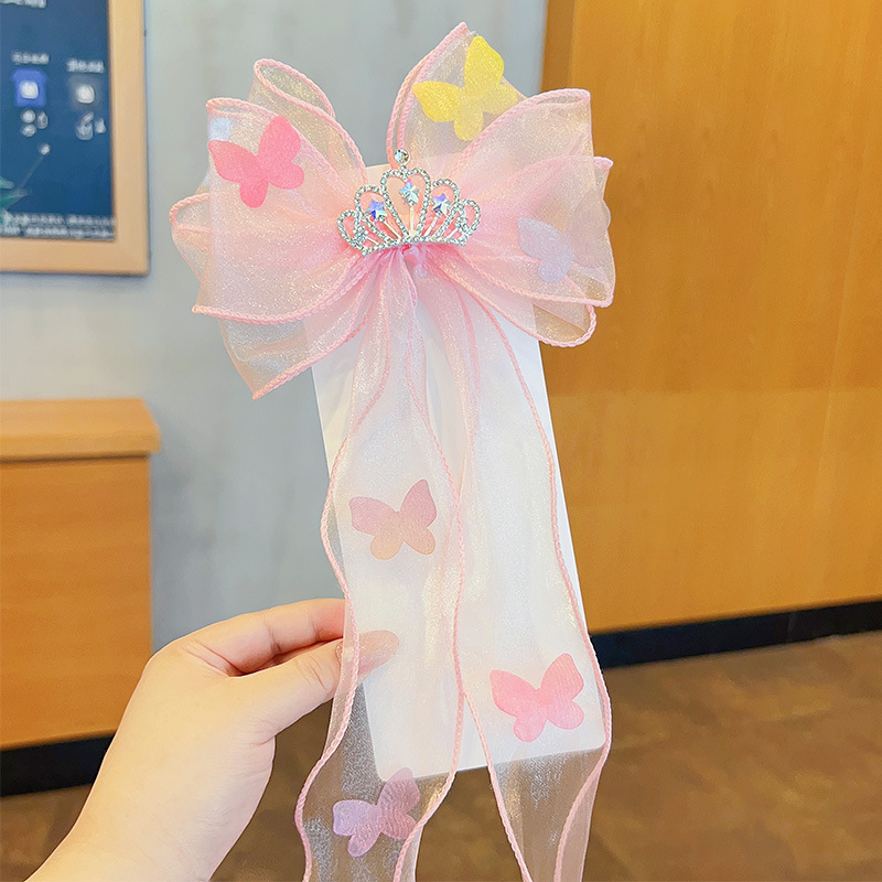 Children's bow ribbon hairpin Elsa ice and snow headdress super fairy hairpin Elsa princess little girl hair accessories