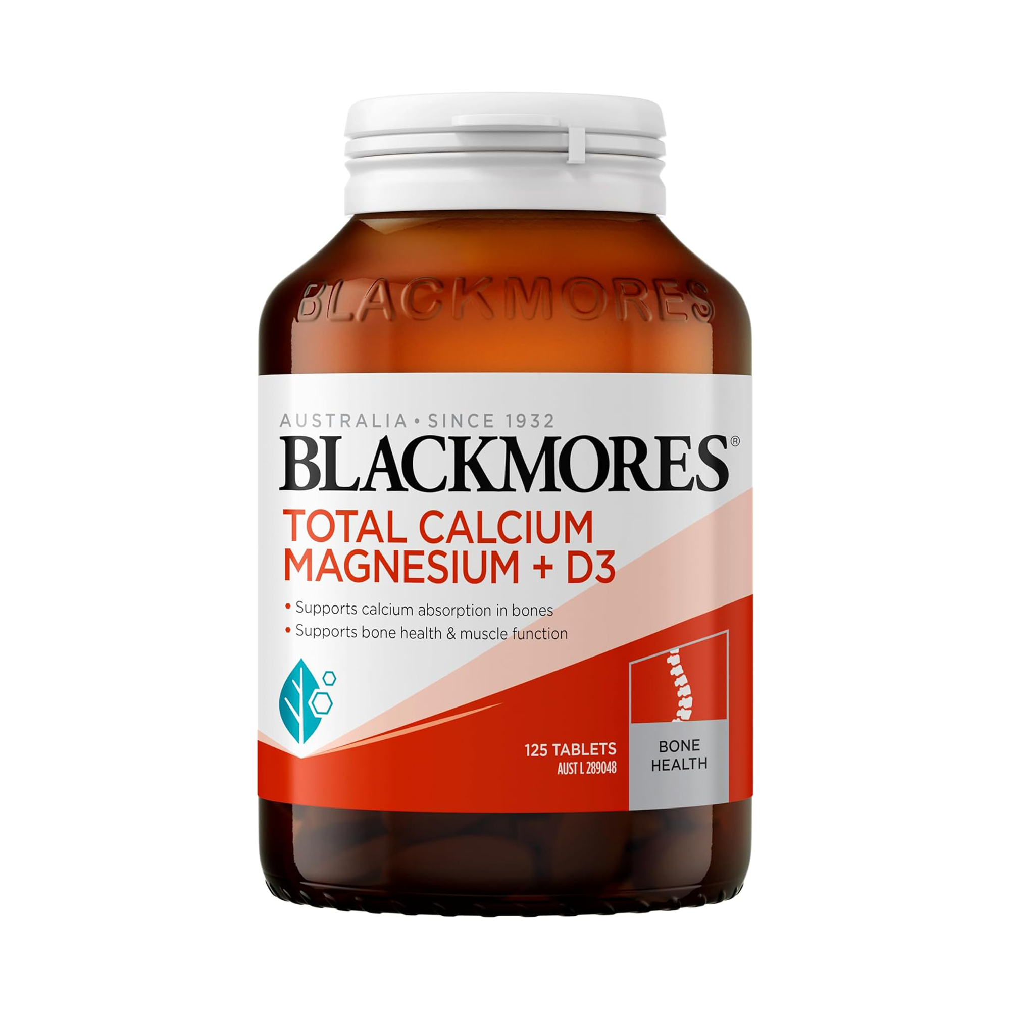 Blackmores Total Calcium Magnesium + D3 | Supports Bone Health & Muscle Function | Enriched with Vitamin D3 to aid calcium absorption | 125 Tablets, Australia. 
