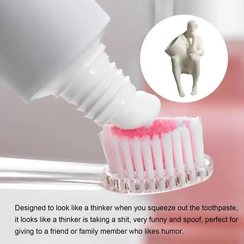 1Pc Creative Funny Thinker Pooping Little Man Toothpaste Squeezer Novelty Weird 3D Toothpaste Head Toothpaste Prank Toys. 