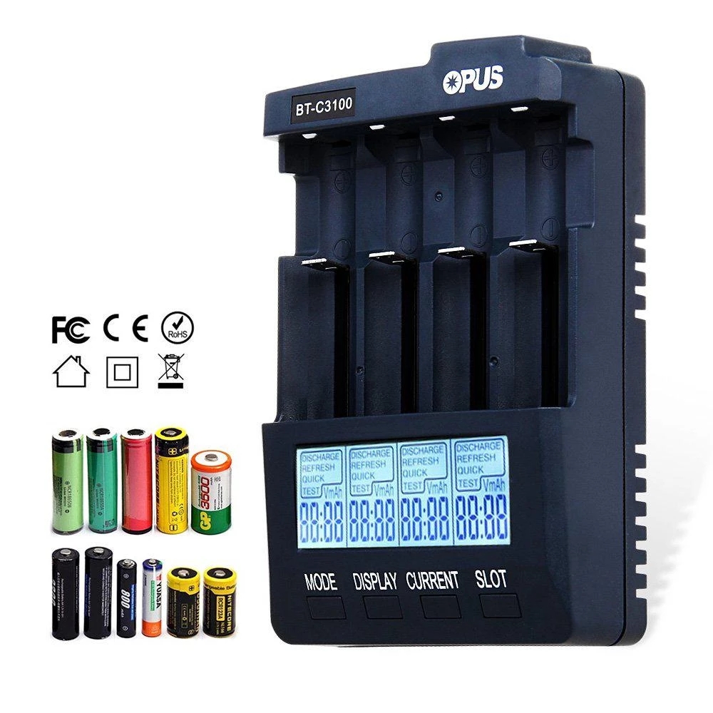 OPUS BT-C3100 V2.2 Universal Four Slots LCD Screen Replenisher Smart Rechargeable Smart Battery Charger Accessories Parts New