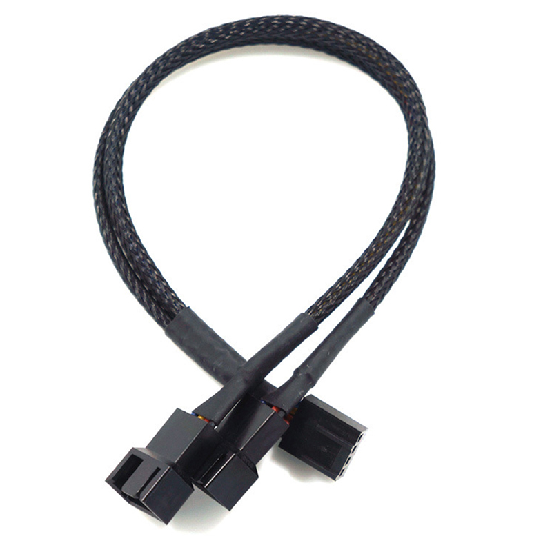 【3C VictoryEagle】Way PWM 4Pin/3Pin Computer Fan Sleeved Splitter Cable 27cm. 