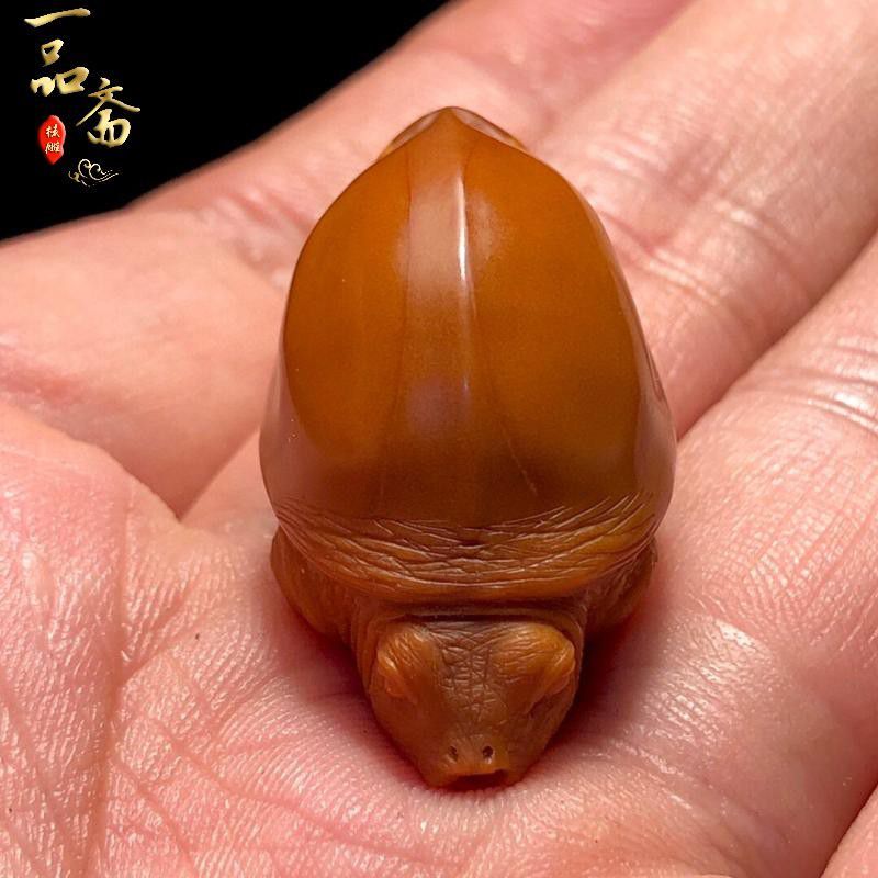 Fujia Tianxia Olive Nut Single-Turtle Pendant Carving Stone Carving Bracelet Beads Handheld Artsy Object. 