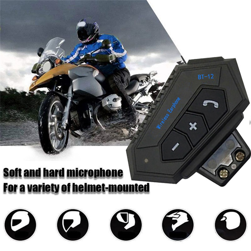 BT12 Motorcycle Helmet Bluetooth Headset Motorcycle Bluetooth Headset Noise Reduction Hands-Free Universal. 