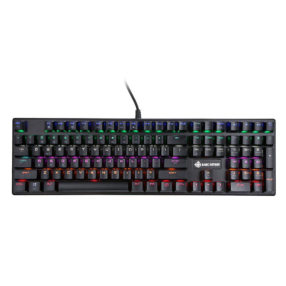 MAGIC-REFINER Mechanical Keyboard Square Keycap Gaming Keyboard 108 Keys N-key rollover USB Cable Blue Switch Backlight Keyboard. 