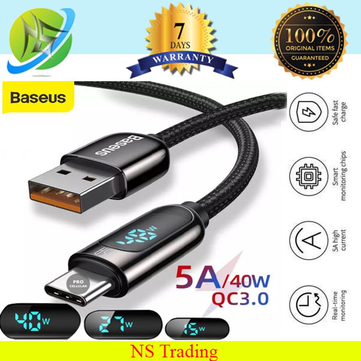 Premium Quality Baseus CATSK-A06 Display Wrap Fast Charging Data Cable USB to Type-C 5A 2m