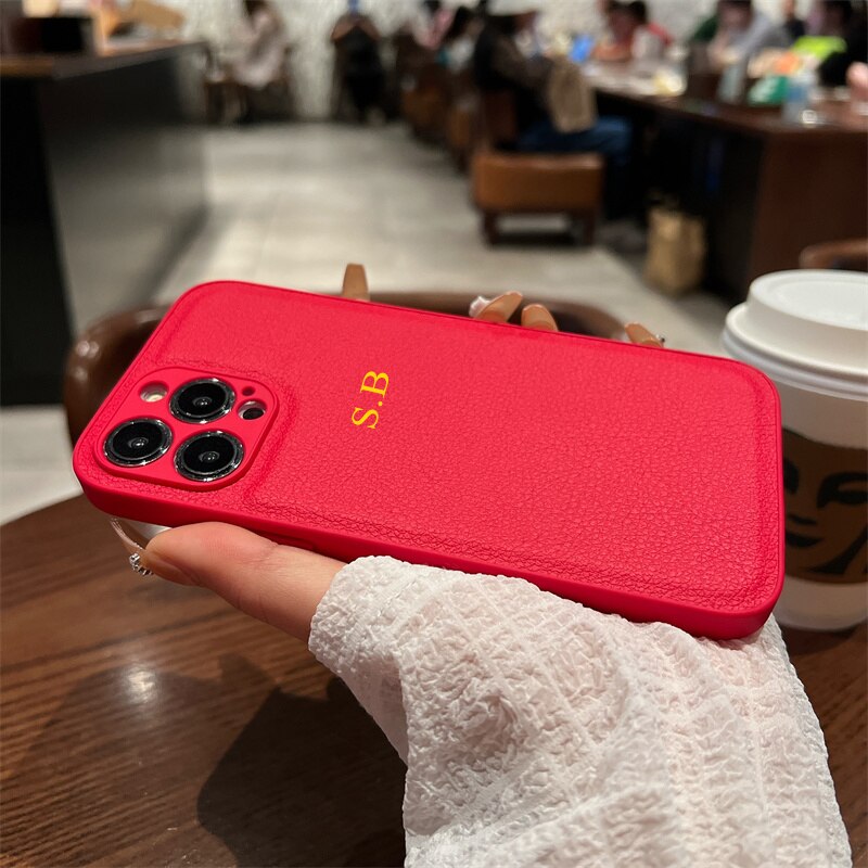 Personalized Customized Name Letter Phone Case For iPhone 14 13 Pro Max 12 11 X XS XR 7 8 Plus SE Leather Protective Back Cover. 