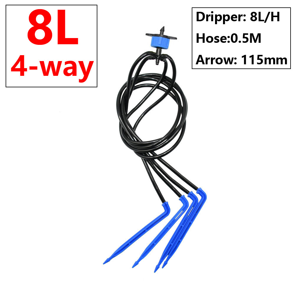 2L 4L 8L Dripper Micro Irrigation 1/2/4-way Arrow Dropper Connector Cross Water Splitter Emitter Drip Arrow Irrigation System. 