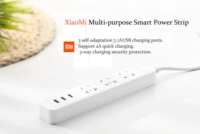 Xiaomi Mini Smart 3 Power Sockets 3 USB Charging Ports Support 2A Quick Charging Power Strip - White (white)