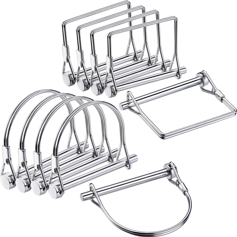 10 Pieces Shaft Locking Pin Safety Coupler Pin 1/4 Inch Diameter in 2 Shapes of Square and Arch (Silver). 