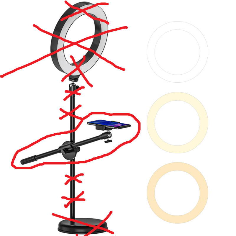 Monopod Mount Bracket Stand With Mobile Phone Holder & Storage Bag Use Any Ring Light Stand, Microphone Stand. 