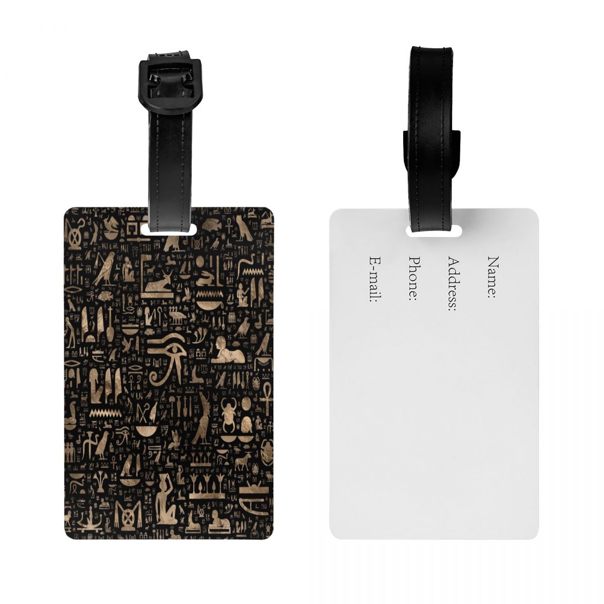 Custom Ancient Egyptian Hieroglyphs Luggage Tag With Name Card Egypt Symbol Privacy Cover ID Label for Travel Bag Suitcase. 