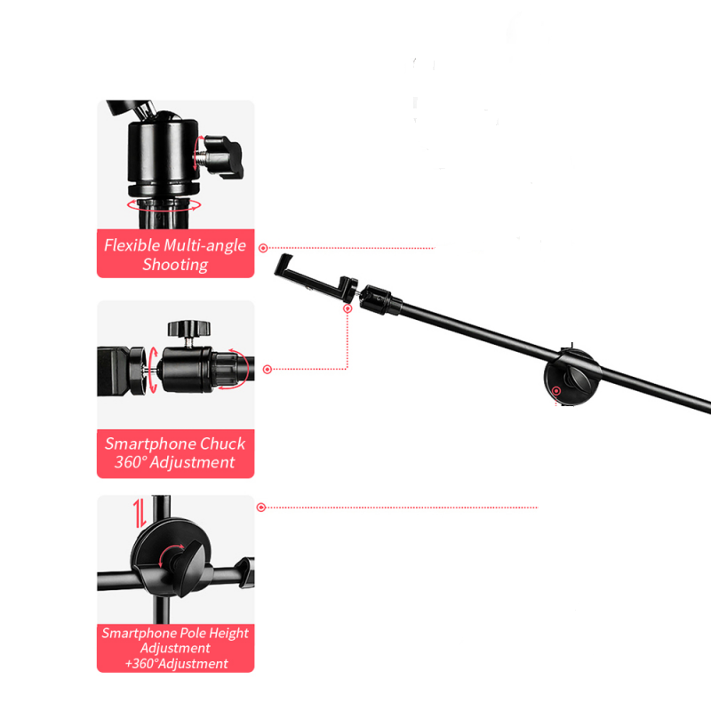 Monopod Mount Bracket Stand With Mobile Phone Holder & Storage Bag Use Any Ring Light Stand, Microphone Stand. 