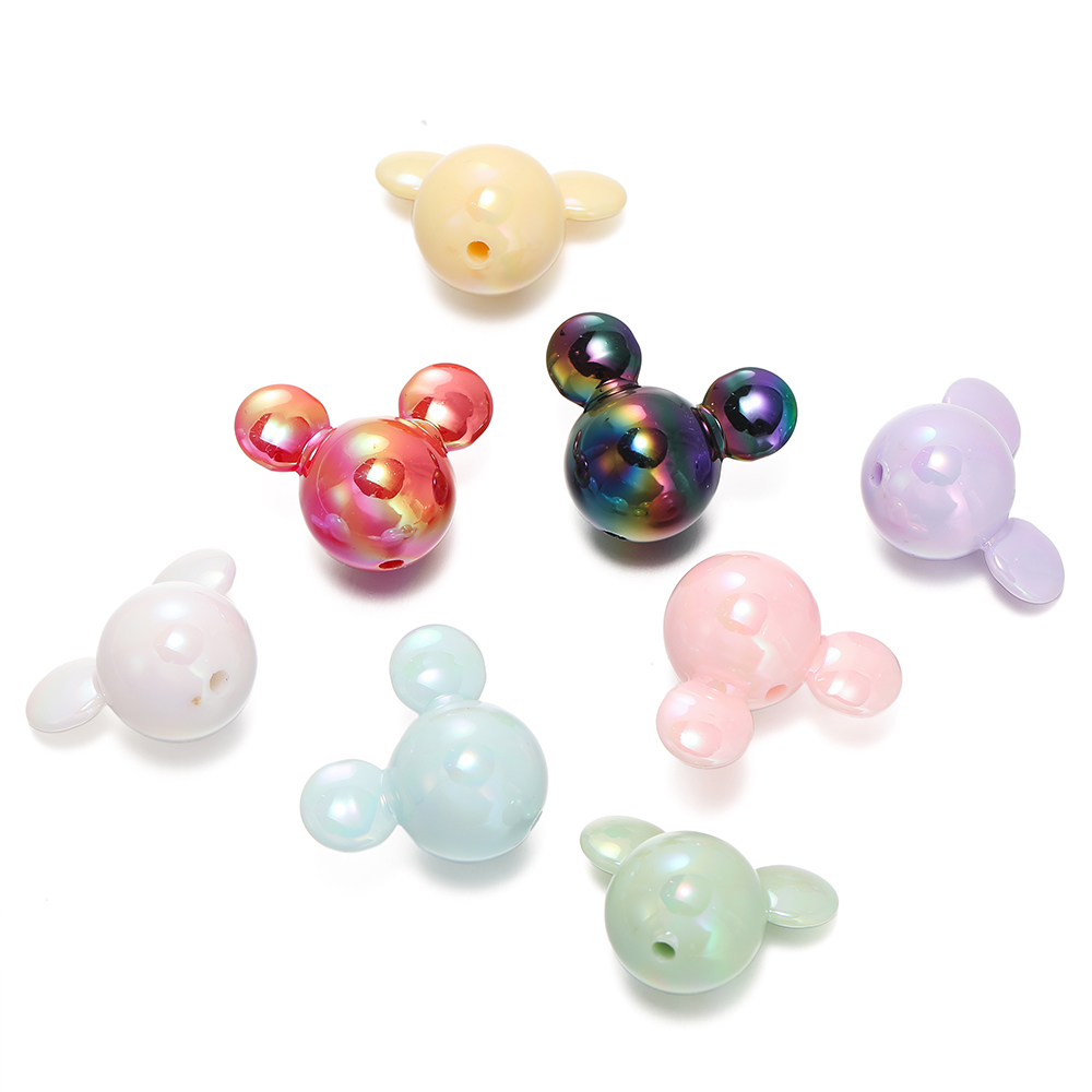 St.kunkka 2pcs 23.5x29.5mm Mickey Mouse Head Beads Acrylic UV Color-Plated Mickey Mouse Head Beads For DIY Beaded Bracelet. 