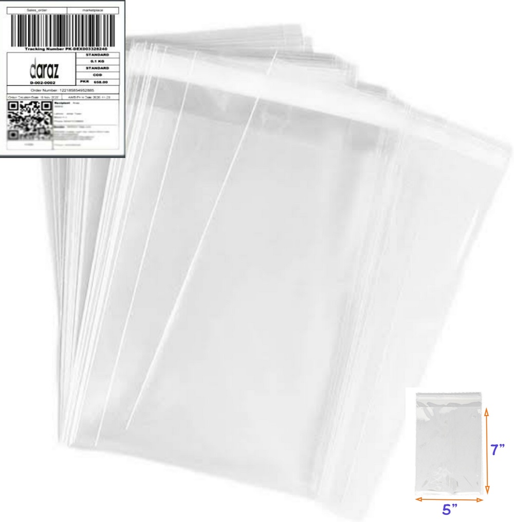 Crystal Cellophane Sticky For Packaging 5x7 - 10 Pcs