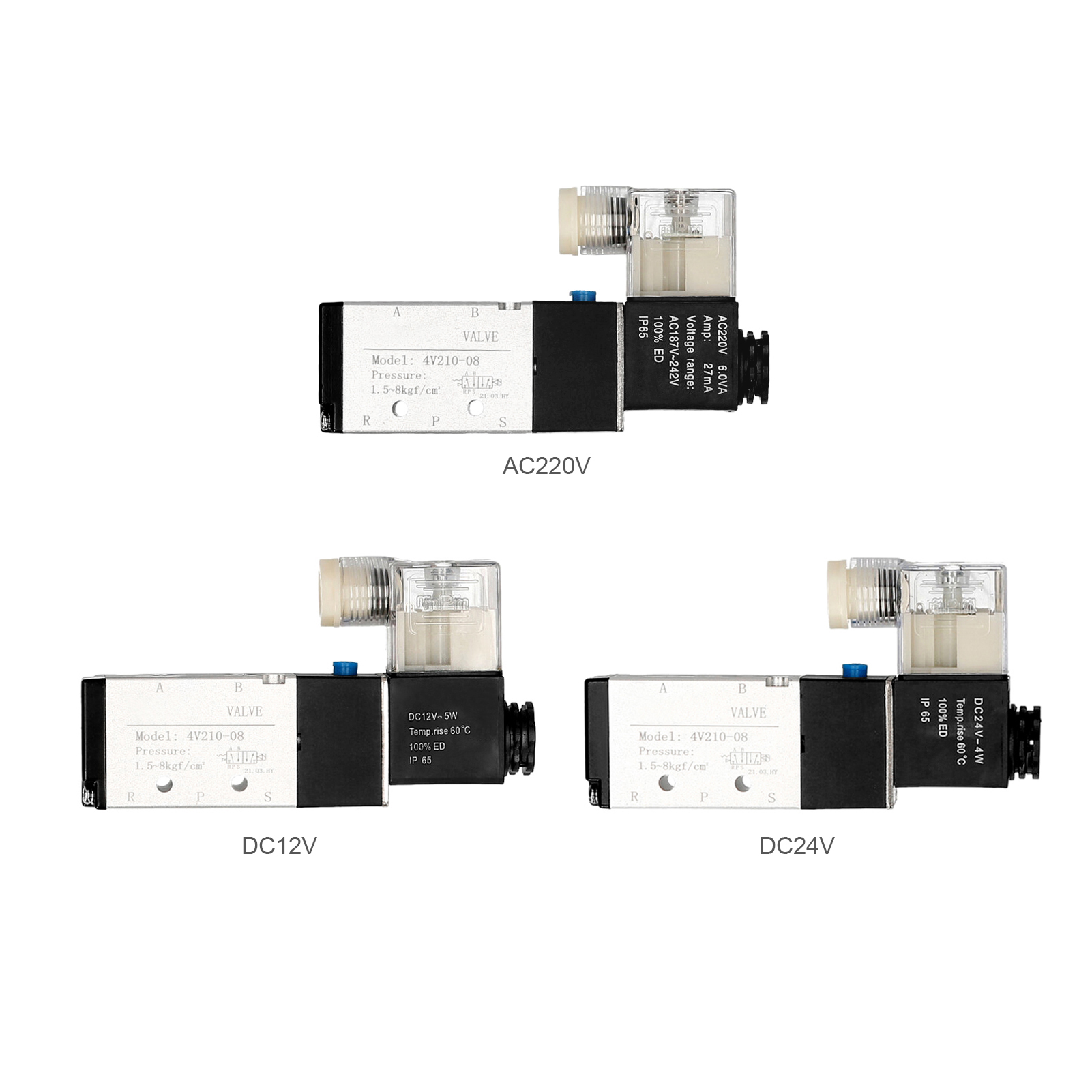 Pneumatic Air Control Solenoid Valve DC 24V PT1/4'' 5 Way 2 Position Internally Piloted Acting Type Single Electrical Control. 